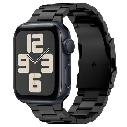 For Apple Watch SE 2023 40mm Three Beads Titanium Alloy Metal Watch Band(Black) - Watch Bands by buy2fix | Online Shopping UK | buy2fix