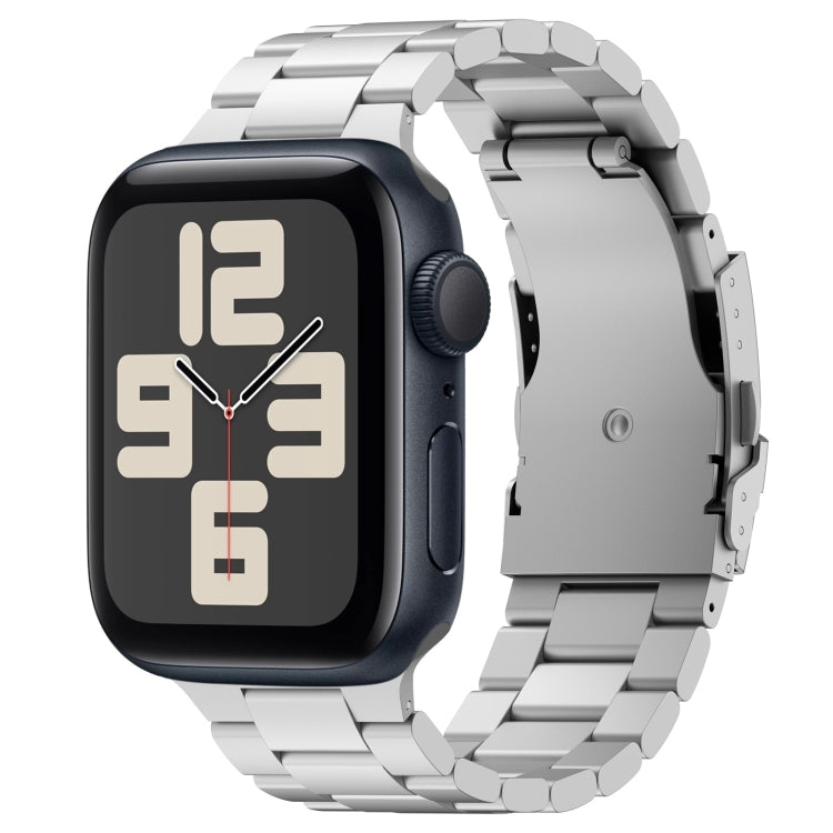 For Apple Watch SE 2023 40mm Three Beads Titanium Alloy Metal Watch Band(Silver) - Watch Bands by buy2fix | Online Shopping UK | buy2fix