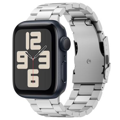 For Apple Watch SE 2023 40mm Three Beads Titanium Alloy Metal Watch Band(Silver) - Watch Bands by buy2fix | Online Shopping UK | buy2fix