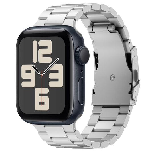 For Apple Watch SE 2023 40mm Three Beads Titanium Alloy Metal Watch Band(Silver) - Watch Bands by buy2fix | Online Shopping UK | buy2fix