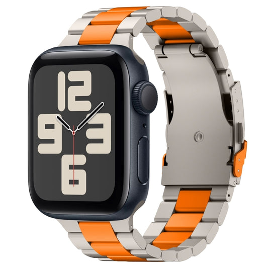 For Apple Watch SE 2023 40mm Three Beads Titanium Alloy Metal Watch Band(Titanium Orange) - Watch Bands by buy2fix | Online Shopping UK | buy2fix