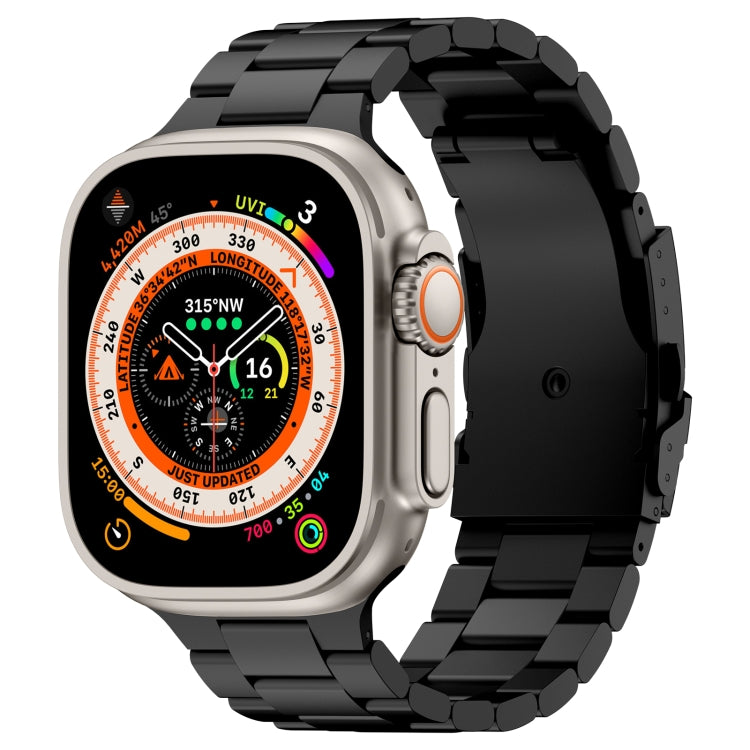 For Apple Watch Ultra 2 49mm Three Beads Titanium Alloy Metal Watch Band(Black) - Watch Bands by buy2fix | Online Shopping UK | buy2fix