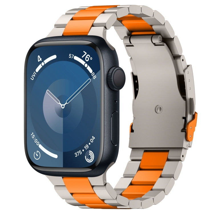 For Apple Watch Series 9 45mm Three Beads Titanium Alloy Metal Watch Band(Titanium Orange) - Watch Bands by buy2fix | Online Shopping UK | buy2fix