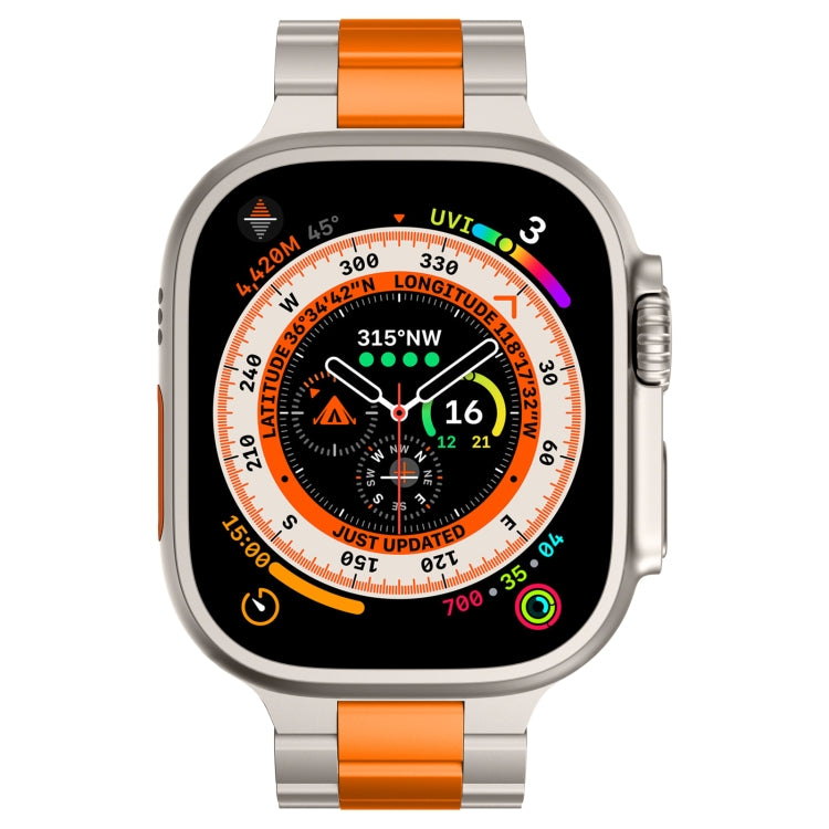 For Apple Watch Series 9 45mm Three Beads Titanium Alloy Metal Watch Band(Titanium Orange) - Watch Bands by buy2fix | Online Shopping UK | buy2fix