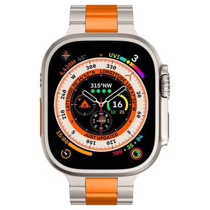 For Apple Watch Series 9 45mm Three Beads Titanium Alloy Metal Watch Band(Titanium Orange) - Watch Bands by buy2fix | Online Shopping UK | buy2fix