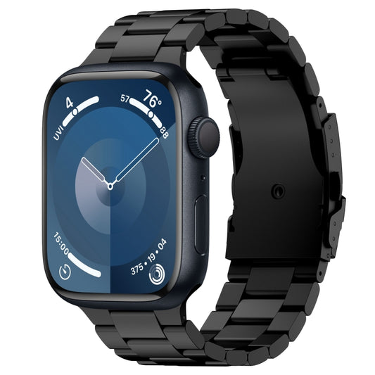 For Apple Watch Series 9 41mm Three Beads Titanium Alloy Metal Watch Band(Black) - Watch Bands by buy2fix | Online Shopping UK | buy2fix