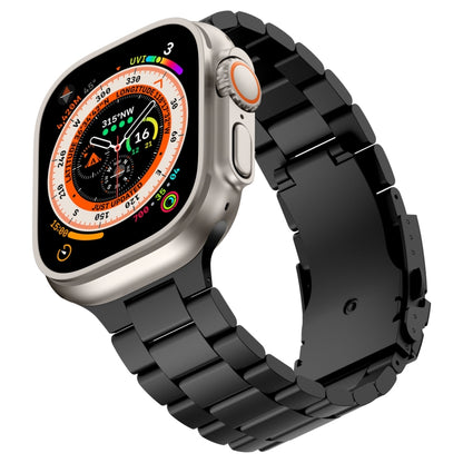 For Apple Watch Series 9 41mm Three Beads Titanium Alloy Metal Watch Band(Black) - Watch Bands by buy2fix | Online Shopping UK | buy2fix