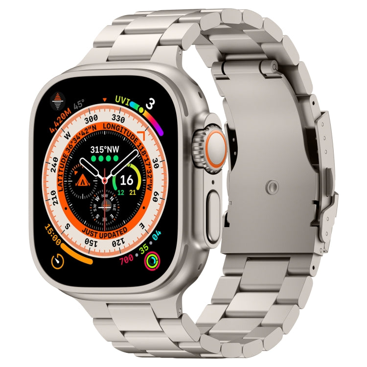 For Apple Watch Ultra 49mm Three Beads Titanium Alloy Metal Watch Band(Titanium Color) - Watch Bands by buy2fix | Online Shopping UK | buy2fix