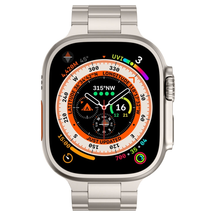 For Apple Watch Ultra 49mm Three Beads Titanium Alloy Metal Watch Band(Titanium Color) - Watch Bands by buy2fix | Online Shopping UK | buy2fix