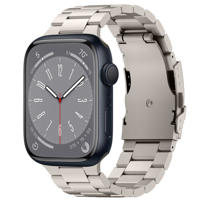 For Apple Watch Series 8 41mm Three Beads Titanium Alloy Metal Watch Band(Titanium Color) - Watch Bands by buy2fix | Online Shopping UK | buy2fix