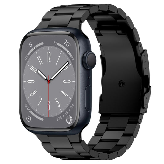 For Apple Watch Series 8 45mm Three Beads Titanium Alloy Metal Watch Band(Black) - Watch Bands by buy2fix | Online Shopping UK | buy2fix