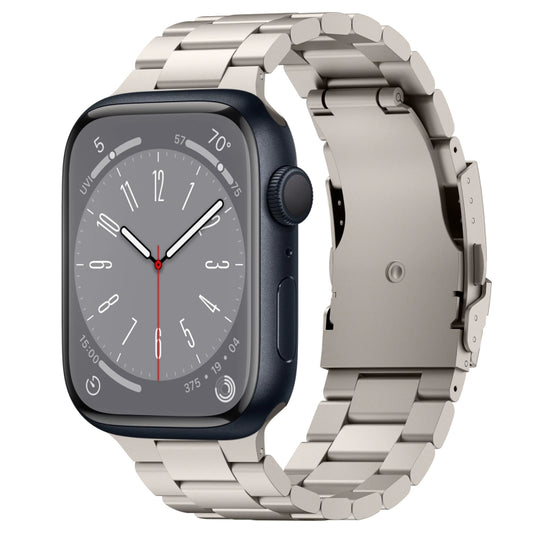 For Apple Watch Series 8 45mm Three Beads Titanium Alloy Metal Watch Band(Titanium Color) - Watch Bands by buy2fix | Online Shopping UK | buy2fix