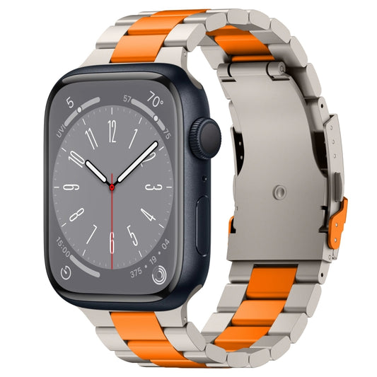 For Apple Watch Series 8 45mm Three Beads Titanium Alloy Metal Watch Band(Titanium Orange) - Watch Bands by buy2fix | Online Shopping UK | buy2fix
