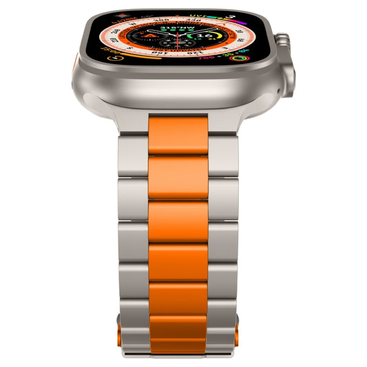 For Apple Watch Series 8 45mm Three Beads Titanium Alloy Metal Watch Band(Titanium Orange) - Watch Bands by buy2fix | Online Shopping UK | buy2fix
