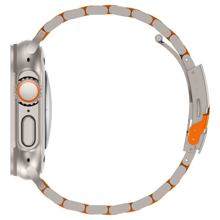 For Apple Watch Series 8 45mm Three Beads Titanium Alloy Metal Watch Band(Titanium Orange) - Watch Bands by buy2fix | Online Shopping UK | buy2fix