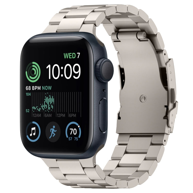 For Apple Watch SE 2022 40mm Three Beads Titanium Alloy Metal Watch Band(Titanium Color) - Watch Bands by buy2fix | Online Shopping UK | buy2fix