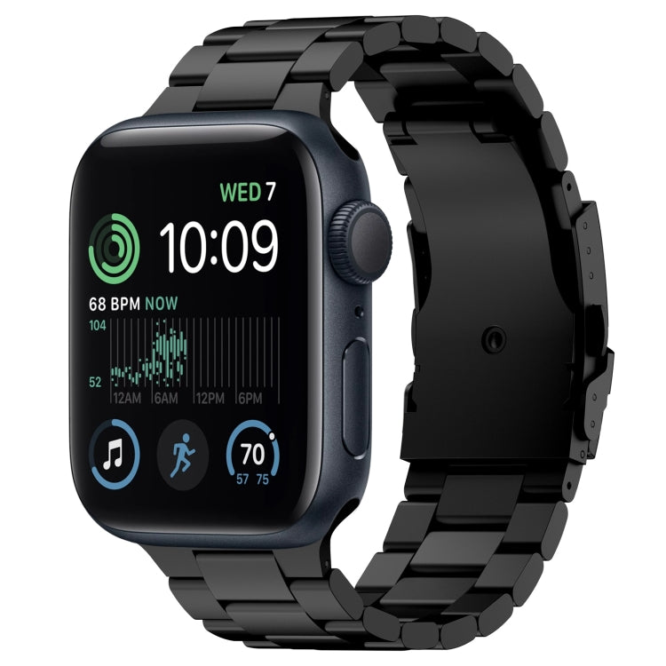 For Apple Watch SE 2022 44mm Three Beads Titanium Alloy Metal Watch Band(Black) - Watch Bands by buy2fix | Online Shopping UK | buy2fix