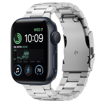 For Apple Watch SE 2022 44mm Three Beads Titanium Alloy Metal Watch Band(Silver) - Watch Bands by buy2fix | Online Shopping UK | buy2fix