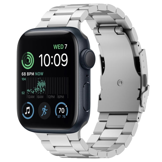For Apple Watch SE 2022 44mm Three Beads Titanium Alloy Metal Watch Band(Silver) - Watch Bands by buy2fix | Online Shopping UK | buy2fix