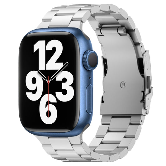 For Apple Watch Series 7 45mm Three Beads Titanium Alloy Metal Watch Band(Silver) - Watch Bands by buy2fix | Online Shopping UK | buy2fix