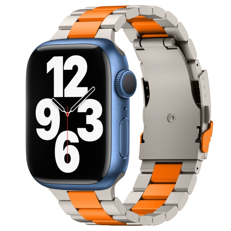 For Apple Watch Series 7 45mm Three Beads Titanium Alloy Metal Watch Band(Titanium Orange) - Watch Bands by buy2fix | Online Shopping UK | buy2fix
