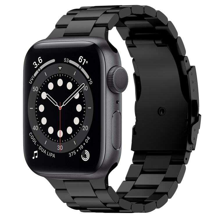 For Apple Watch Series 6 40mm Three Beads Titanium Alloy Metal Watch Band(Black) - Watch Bands by buy2fix | Online Shopping UK | buy2fix