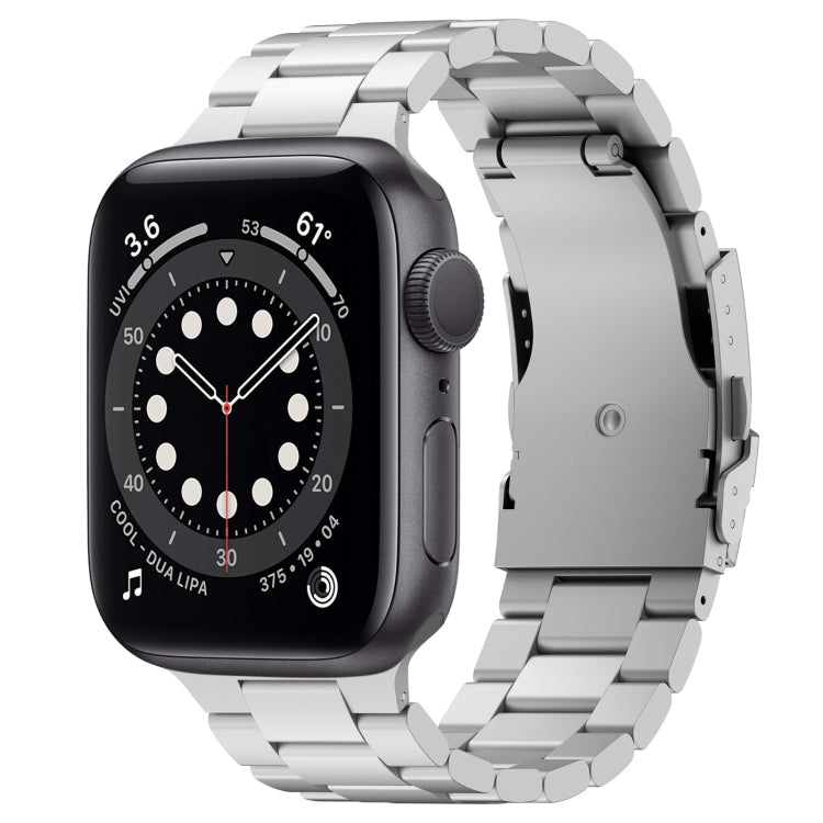 For Apple Watch Series 6 40mm Three Beads Titanium Alloy Metal Watch Band(Silver) - Watch Bands by buy2fix | Online Shopping UK | buy2fix