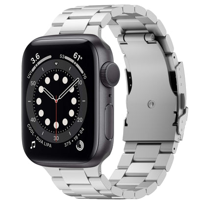 For Apple Watch Series 6 40mm Three Beads Titanium Alloy Metal Watch Band(Silver) - Watch Bands by buy2fix | Online Shopping UK | buy2fix