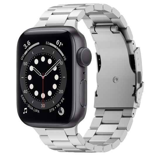 For Apple Watch Series 6 40mm Three Beads Titanium Alloy Metal Watch Band(Silver) - Watch Bands by buy2fix | Online Shopping UK | buy2fix
