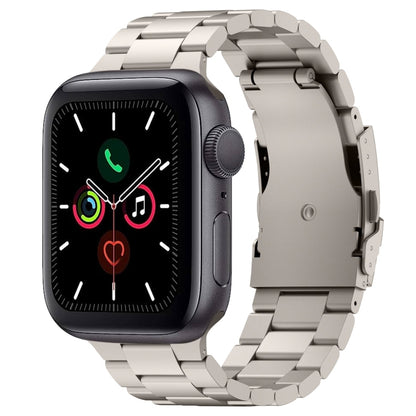 For Apple Watch Series 5 44mm Three Beads Titanium Alloy Metal Watch Band(Titanium Color) - Watch Bands by buy2fix | Online Shopping UK | buy2fix