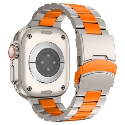 For Apple Watch Series 5 44mm Three Beads Titanium Alloy Metal Watch Band(Titanium Orange) - Watch Bands by buy2fix | Online Shopping UK | buy2fix