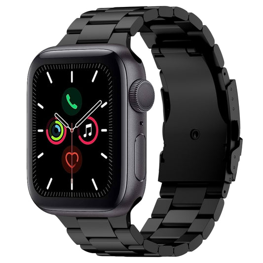 For Apple Watch Series 5 40mm Three Beads Titanium Alloy Metal Watch Band(Black) - Watch Bands by buy2fix | Online Shopping UK | buy2fix