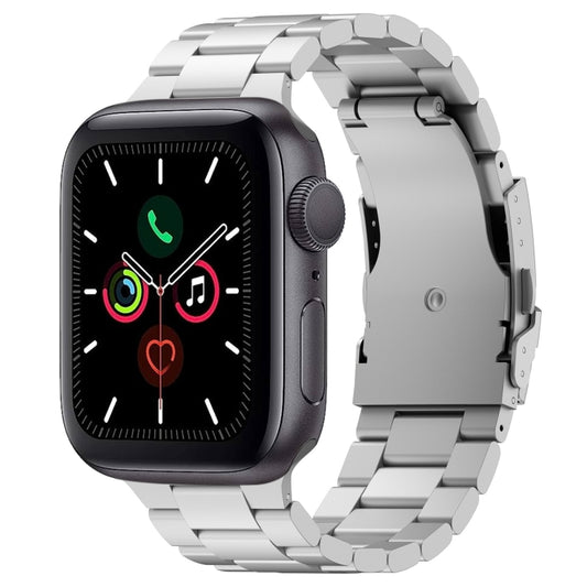 For Apple Watch Series 5 40mm Three Beads Titanium Alloy Metal Watch Band(Silver) - Watch Bands by buy2fix | Online Shopping UK | buy2fix