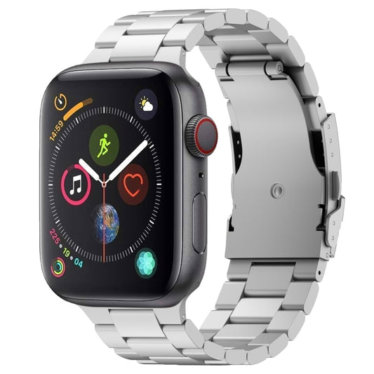 For Apple Watch Series 4 44mm Three Beads Titanium Alloy Metal Watch Band(Silver) - Watch Bands by buy2fix | Online Shopping UK | buy2fix