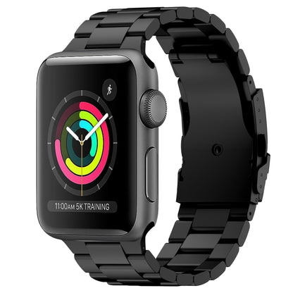 For Apple Watch Series 3 38mm Three Beads Titanium Alloy Metal Watch Band(Black) - Watch Bands by buy2fix | Online Shopping UK | buy2fix