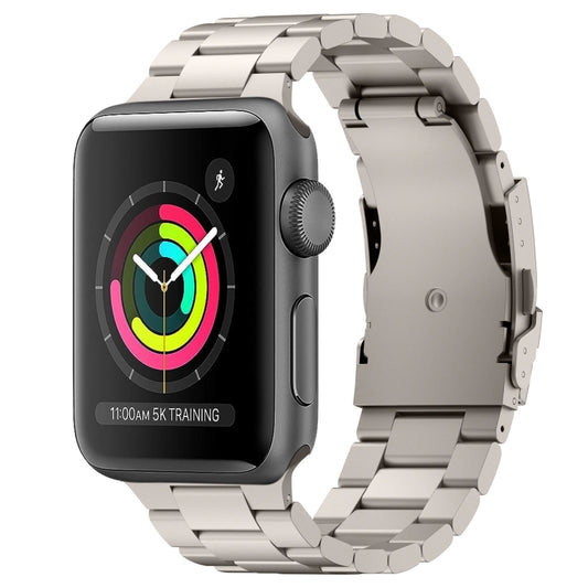 For Apple Watch Series 3 38mm Three Beads Titanium Alloy Metal Watch Band(Titanium Color) - Watch Bands by buy2fix | Online Shopping UK | buy2fix