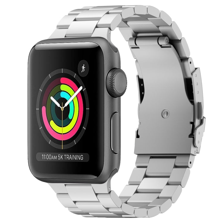 For Apple Watch Series 3 42mm Three Beads Titanium Alloy Metal Watch Band(Silver) - Watch Bands by buy2fix | Online Shopping UK | buy2fix