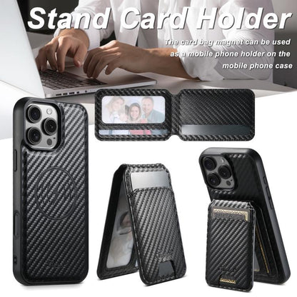 For iPhone Air Suteni TXWH18 Carbon Fiber Texture Detachable Wallet MagSafe Phone Case(Black) - iPhone Air Cases by Suteni | Online Shopping UK | buy2fix
