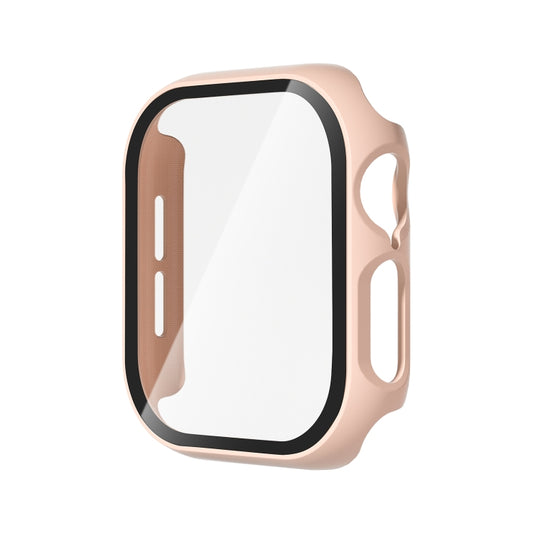 For Apple Watch Series 10 46mm Tempered Glass Film Integrated PC Watch Case(Pink) - Watch Cases by buy2fix | Online Shopping UK | buy2fix