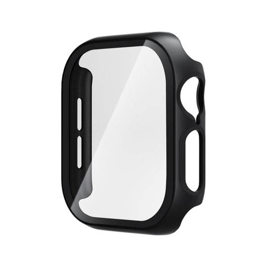 For Apple Watch Series 11 / 10 46mm Tempered Glass Film Integrated PC Watch Case(Black)