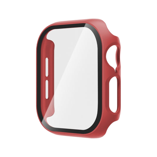 For Apple Watch Series 10 42mm Tempered Glass Film Integrated PC Watch Case(Red) - Watch Cases by buy2fix | Online Shopping UK | buy2fix