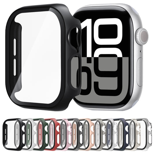 For Apple Watch Series 10 42mm Tempered Glass Film Integrated PC Watch Case(Rose Pink) - Watch Cases by buy2fix | Online Shopping UK | buy2fix