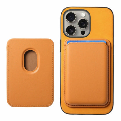 For iPhone 16 Pro Max Retro Magsafe Card Bag PU Back Cover Phone Case(Yellow) by buy2fix