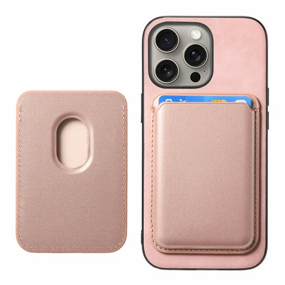 For iPhone 16 Pro Retro Magsafe Card Bag PU Back Cover Phone Case(Pink) by buy2fix
