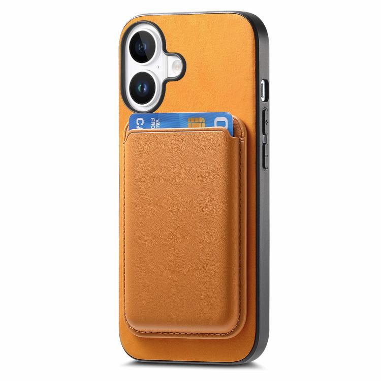 For iPhone 17 Retro Magsafe Card Bag PU Back Cover Phone Case(Yellow) - iPhone 17 Cases by buy2fix | Online Shopping UK | buy2fix