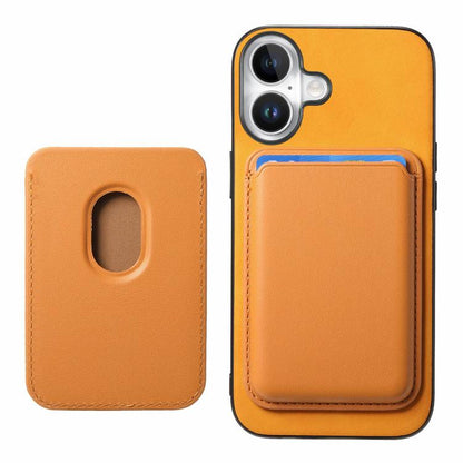 For iPhone 17 Retro Magsafe Card Bag PU Back Cover Phone Case(Yellow) - iPhone 17 Cases by buy2fix | Online Shopping UK | buy2fix