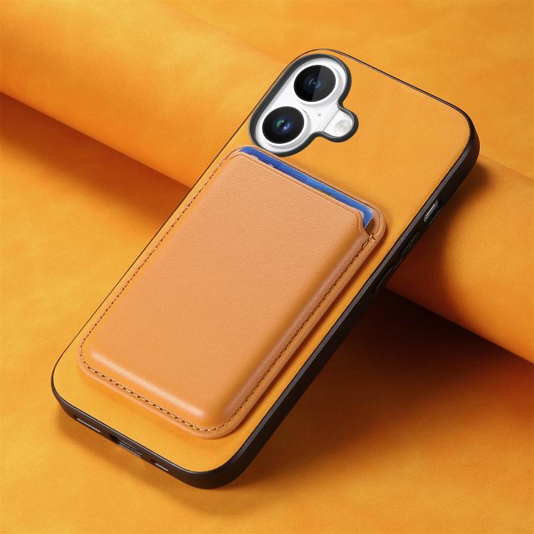 For iPhone 17 Retro Magsafe Card Bag PU Back Cover Phone Case(Yellow) - iPhone 17 Cases by buy2fix | Online Shopping UK | buy2fix