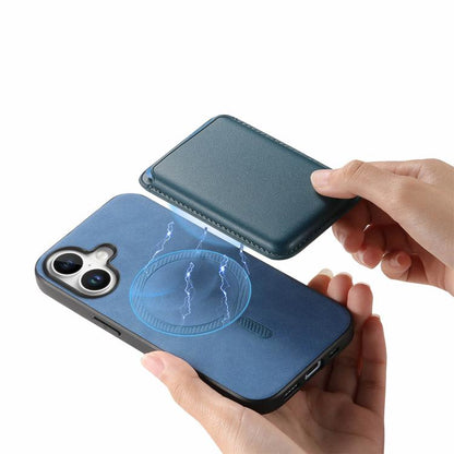For iPhone 17 Retro Magsafe Card Bag PU Back Cover Phone Case(Blue) - iPhone 17 Cases by buy2fix | Online Shopping UK | buy2fix