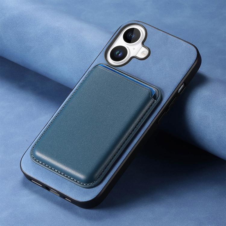 For iPhone 17 Retro Magsafe Card Bag PU Back Cover Phone Case(Blue) - iPhone 17 Cases by buy2fix | Online Shopping UK | buy2fix