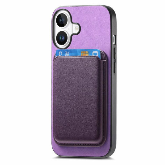 For iPhone 17 Retro Magsafe Card Bag PU Back Cover Phone Case(Purple) - iPhone 17 Cases by buy2fix | Online Shopping UK | buy2fix